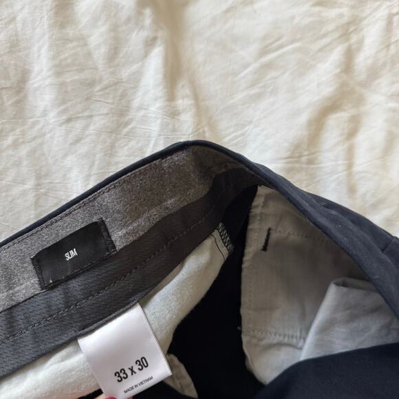 EXPRESS Mens Dark Navy Blue Cotton Blend Trouser Pants 33 x 30 Slim Straight Leg - Picture 4 of 10